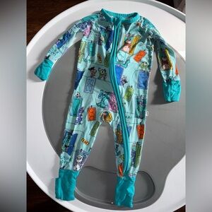 Little Sleepies Teal Monsters Inc Disney Kids One Piece, Convertible